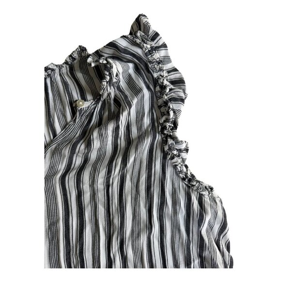 Loft Striped Ruffle Split Neck Shell black and white stripe size XXL - Picture 3 of 6
